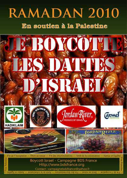 BDS : Attention aux dattes du Ramadan 2010