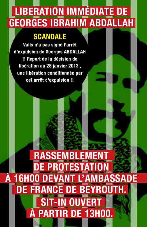L'Etat français inféodé au lobby sioniste et à l'impérialisme états-unien continue de s'acharner contre Georges Ibrahim Abdallah