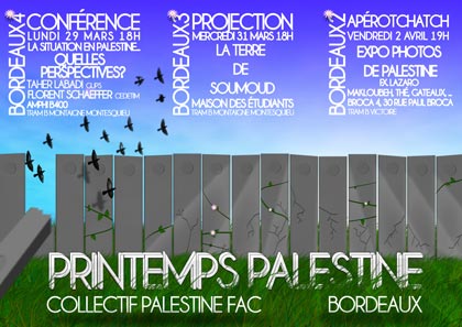Printemps Palestine Bordeaux ! du 29 mars au 12 avril